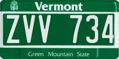 VT license plate ZVV734