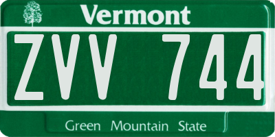 VT license plate ZVV744