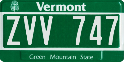 VT license plate ZVV747