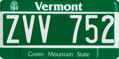 VT license plate ZVV752