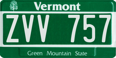 VT license plate ZVV757