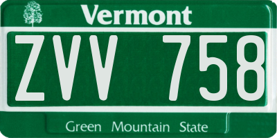 VT license plate ZVV758