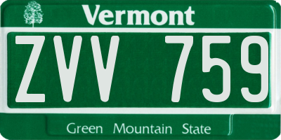 VT license plate ZVV759