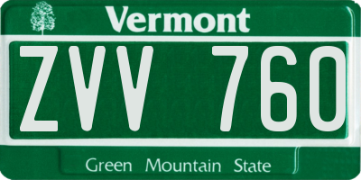 VT license plate ZVV760