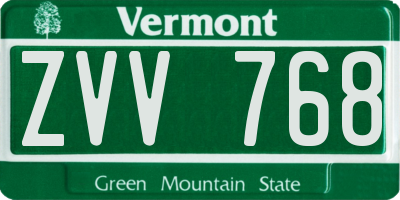 VT license plate ZVV768