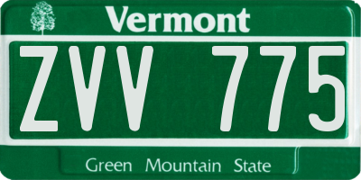 VT license plate ZVV775
