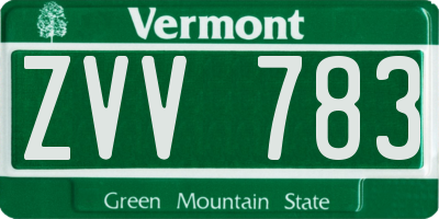 VT license plate ZVV783