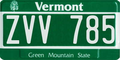 VT license plate ZVV785
