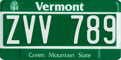 VT license plate ZVV789