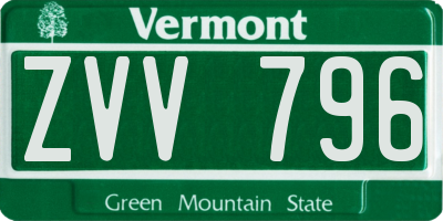 VT license plate ZVV796