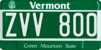 VT license plate ZVV800