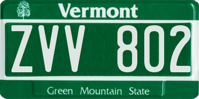 VT license plate ZVV802