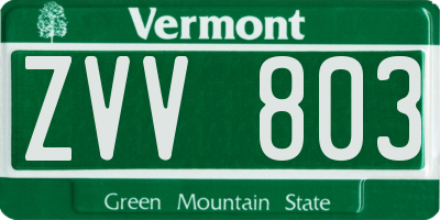 VT license plate ZVV803