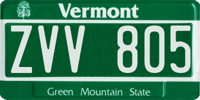 VT license plate ZVV805