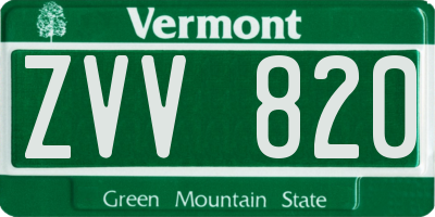 VT license plate ZVV820