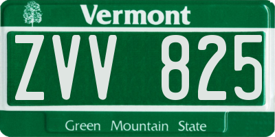 VT license plate ZVV825