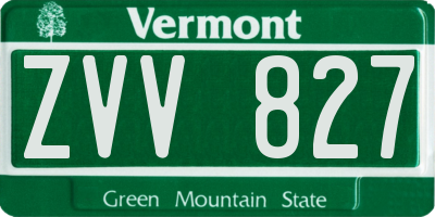 VT license plate ZVV827