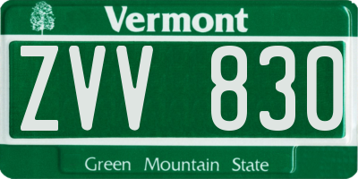 VT license plate ZVV830
