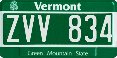 VT license plate ZVV834