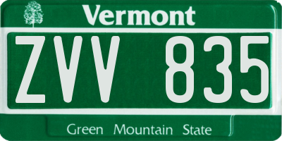VT license plate ZVV835
