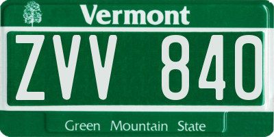 VT license plate ZVV840