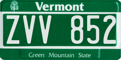 VT license plate ZVV852