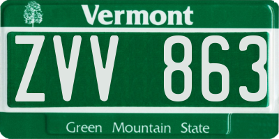 VT license plate ZVV863