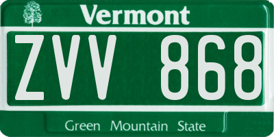 VT license plate ZVV868