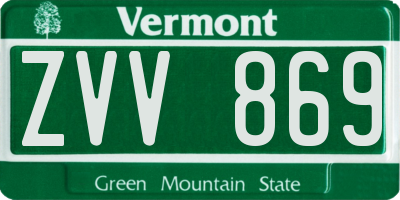 VT license plate ZVV869