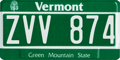VT license plate ZVV874