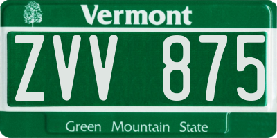 VT license plate ZVV875