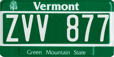 VT license plate ZVV877