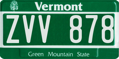 VT license plate ZVV878