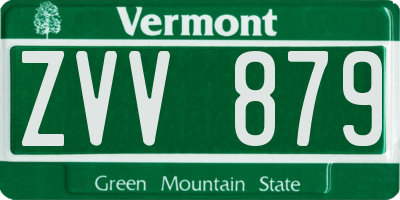 VT license plate ZVV879