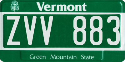 VT license plate ZVV883