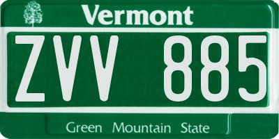 VT license plate ZVV885