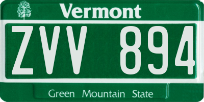 VT license plate ZVV894