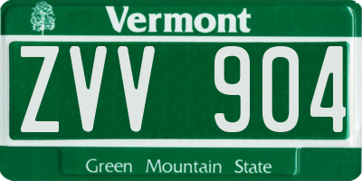 VT license plate ZVV904