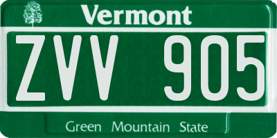 VT license plate ZVV905