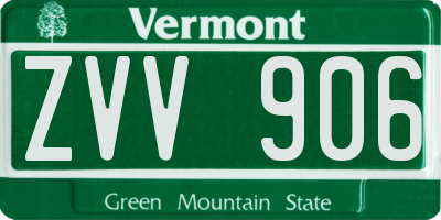 VT license plate ZVV906
