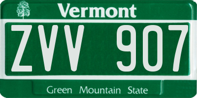 VT license plate ZVV907