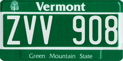 VT license plate ZVV908