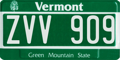 VT license plate ZVV909