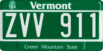 VT license plate ZVV911