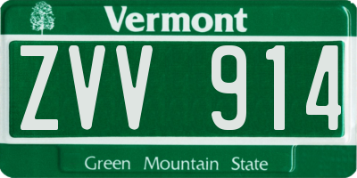 VT license plate ZVV914