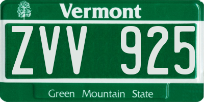 VT license plate ZVV925