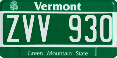 VT license plate ZVV930