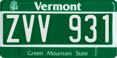 VT license plate ZVV931