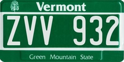 VT license plate ZVV932
