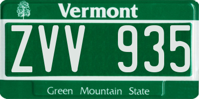 VT license plate ZVV935
